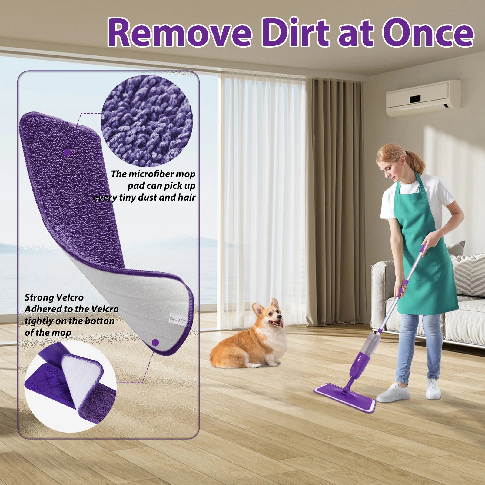 DARIS Spray Mop – 500ml Bottle, 3 Microfiber Pads, Wet & Dry Floor Cleaning Mop