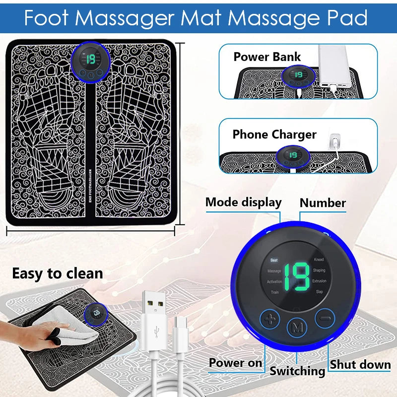 Electric Foot Massager Pad for Muscle Relaxation & Fitness