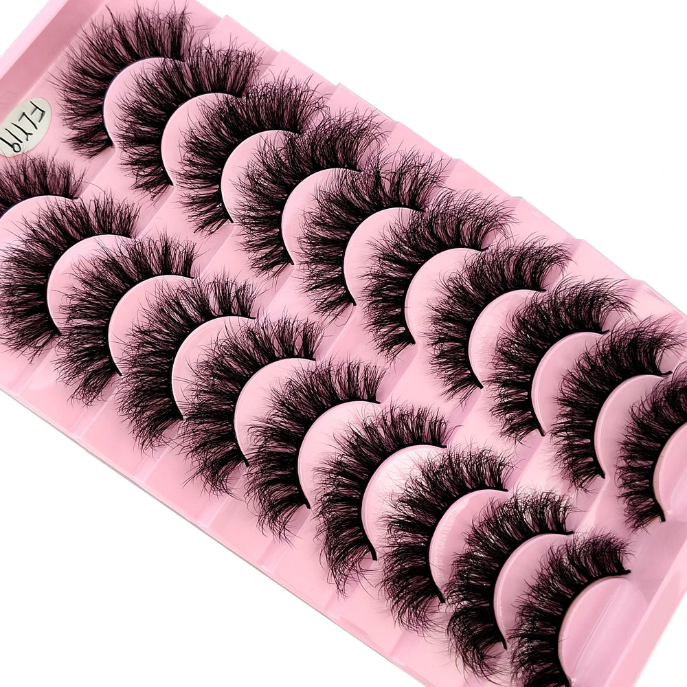 10 Pairs Faux Mink 3D Curly Eyelashes – Handmade Natural Look