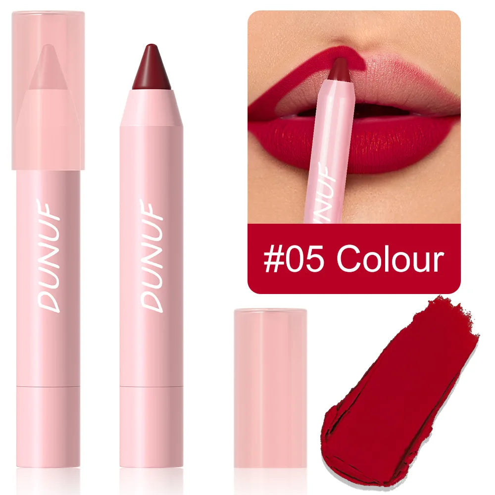 18-Colors Lipstick Pencil - Waterproof Sexy Red Matte Lip Contour Tint