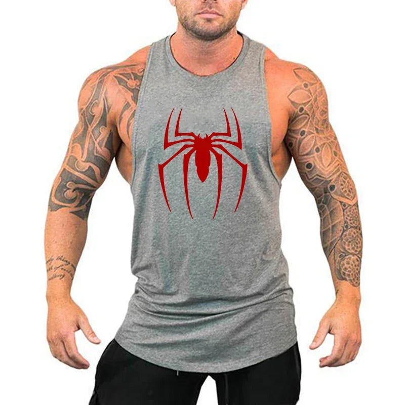 Men's Red Spider Printed Gym Tank Top