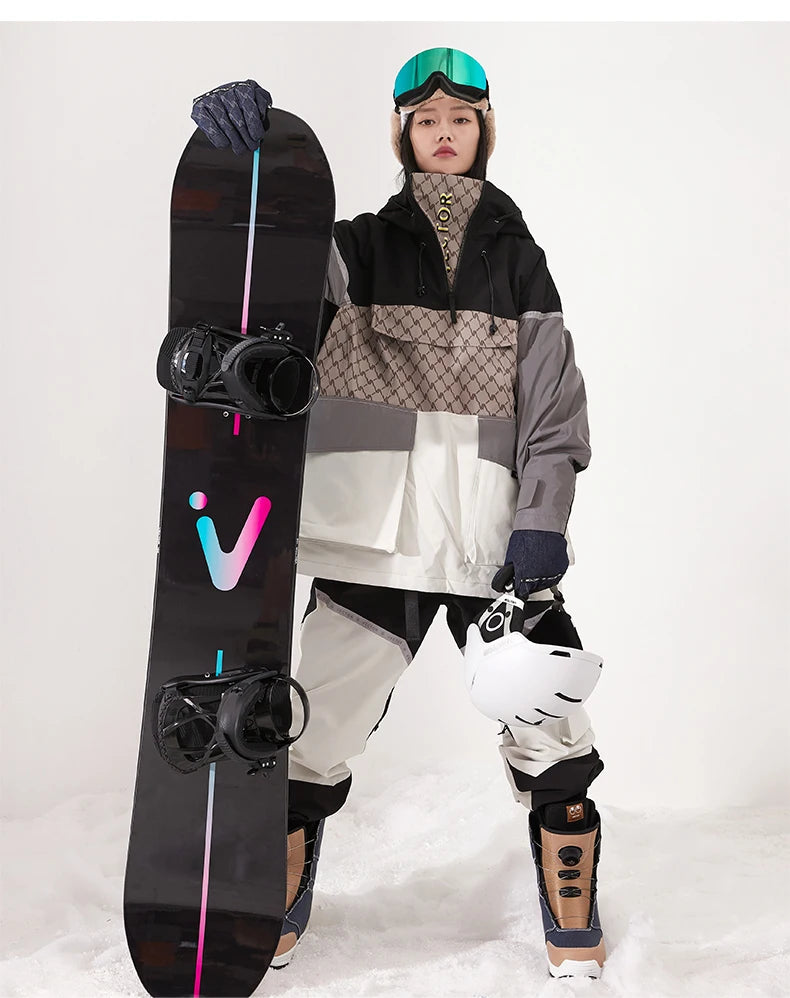 VECTOR Ski Wear Women Man Hooded Sweater Reflective Trend Ski Wear Thickened Warmth and Waterproof Ski Equipment Ski Suit Women