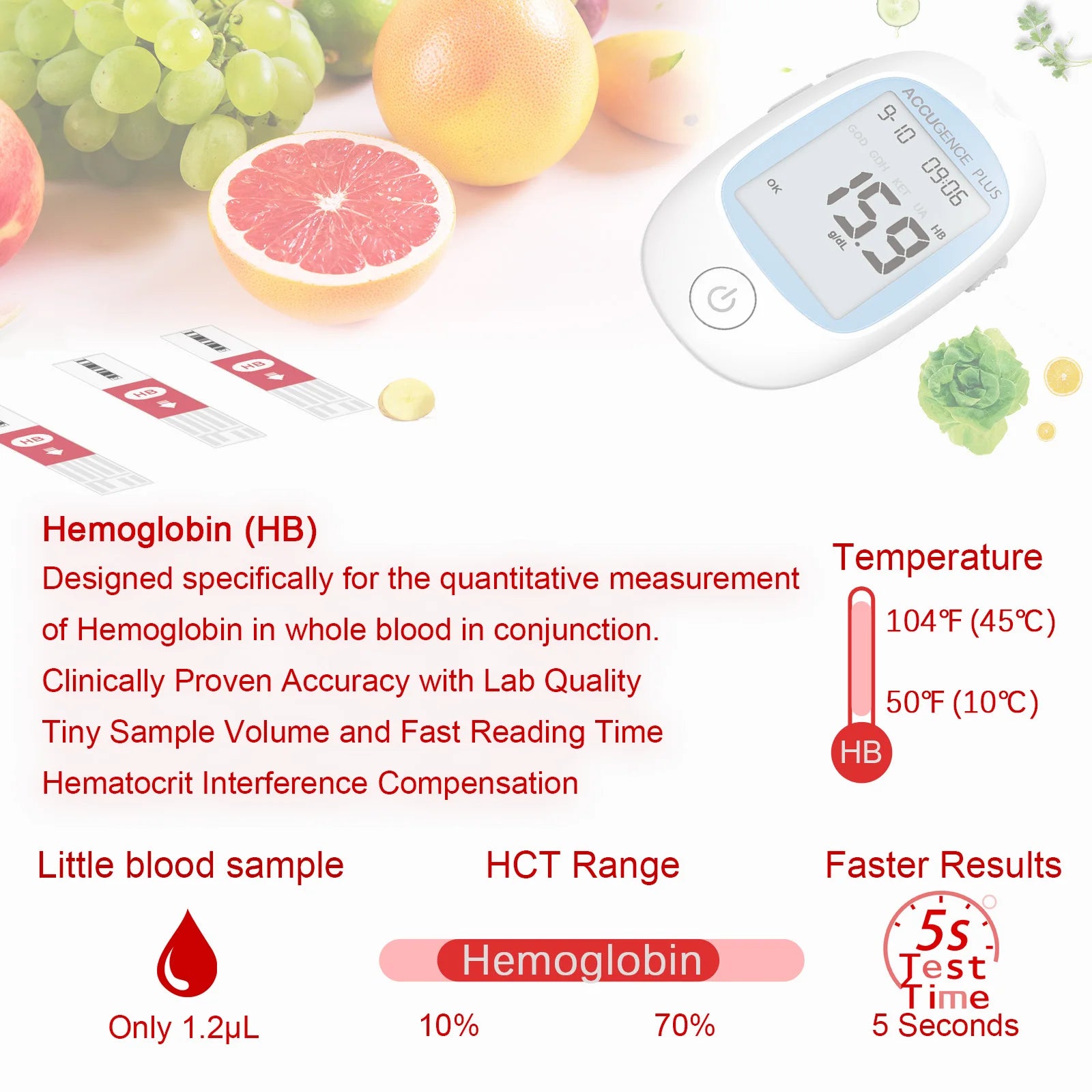 Multifunction Monitor Hemoglobin Blood Ketone Glucose Uric Acid Meter Test Strip