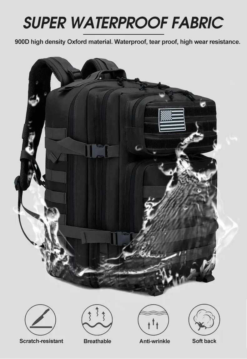 25L/35L/50L Tactical Backpack – Waterproof Outdoor Rucksack for Men