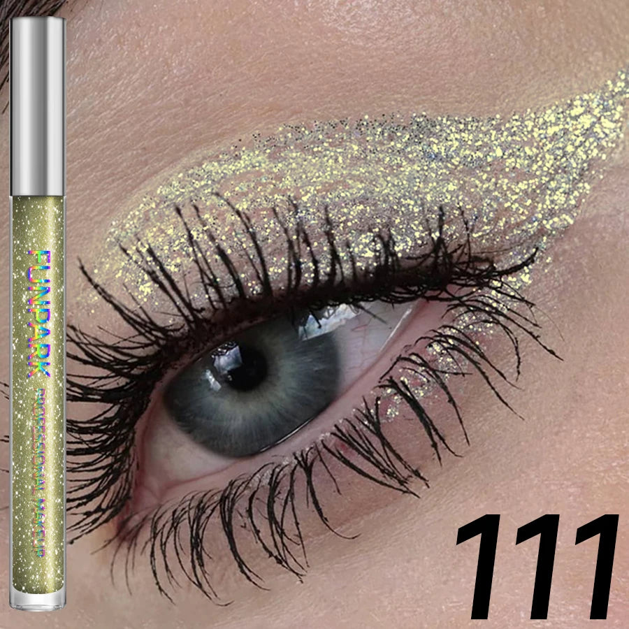 Colorful Liquid Eyeshadow & Glitter Eyeliner – Long-Lasting Shimmer