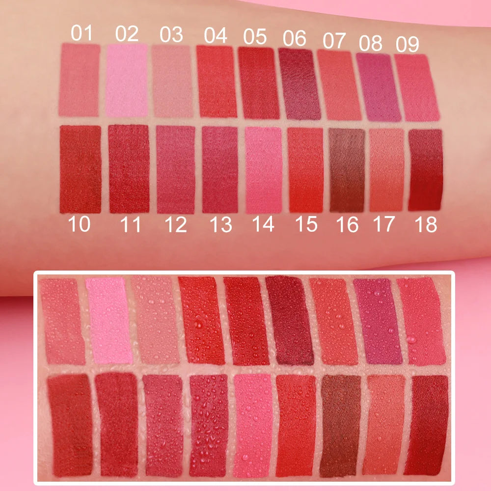 18-Colors Lipstick Pencil - Waterproof Sexy Red Matte Lip Contour Tint