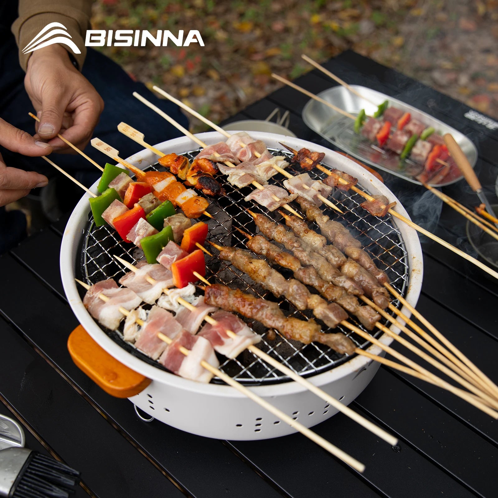 BISINNA Outdoor Fire Pit – Multi-Functional BBQ Grill for Camping & Bonfires