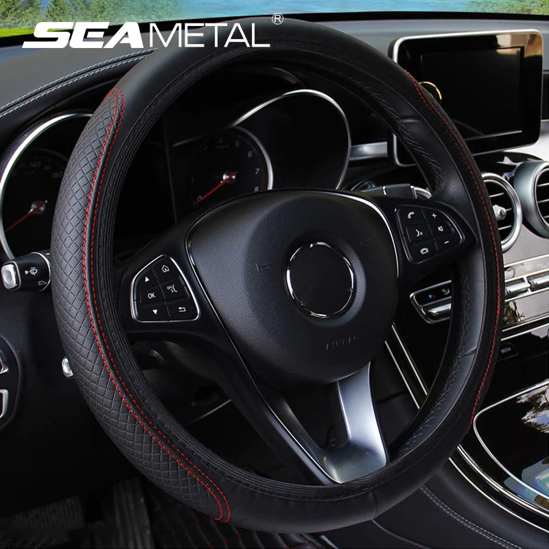 Universal Microfiber Leather Steering Wheel Cover (37-39cm)