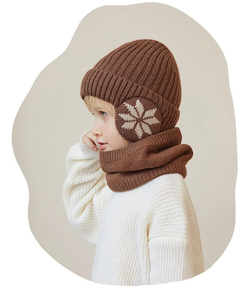 2-Piece Knitted Children Winter Hat & Scarf Set: