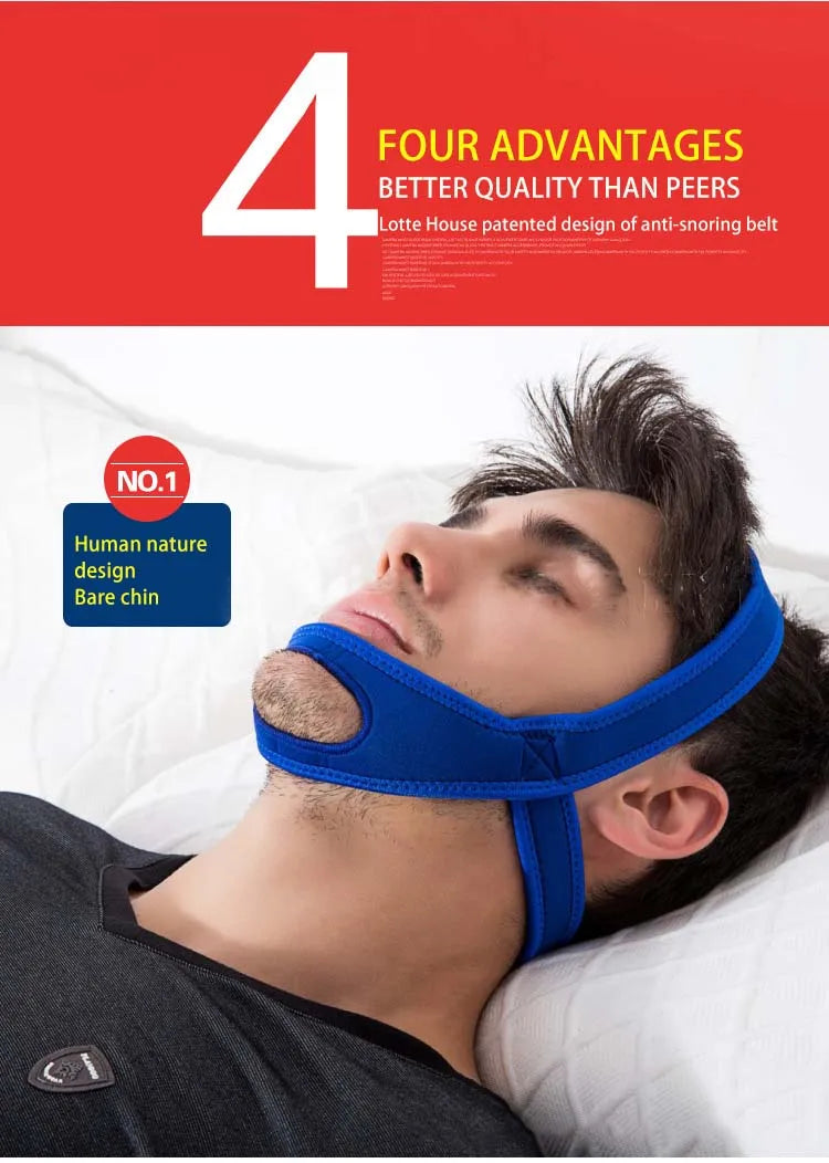 New Neoprene Anti Snore Stop Snoring Chin Strap Belt Anti Apnea Jaw Solution Sleep Support Apnea Belt Adjustable Sleep Care Tool