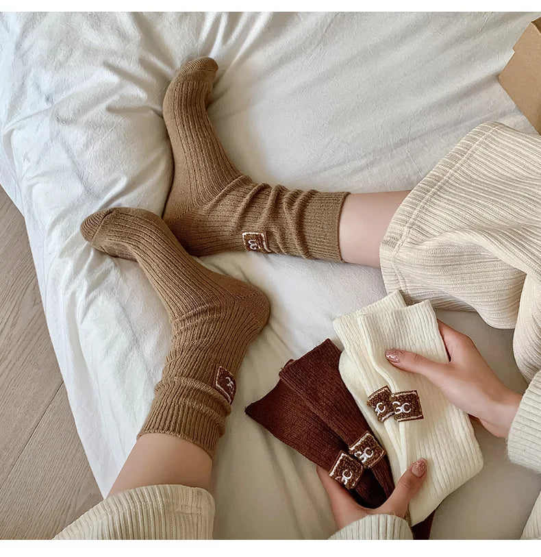 5 Pairs Winter Cashmere Wool Socks for Women: