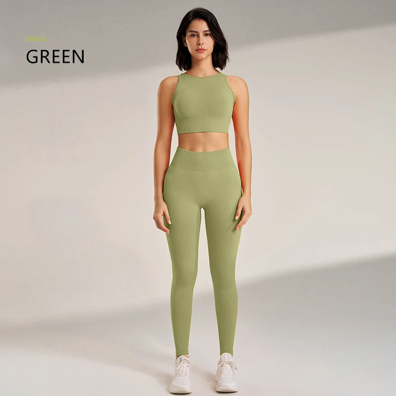 Women's Seamless Yoga Set – High-Waisted Leggings & Top