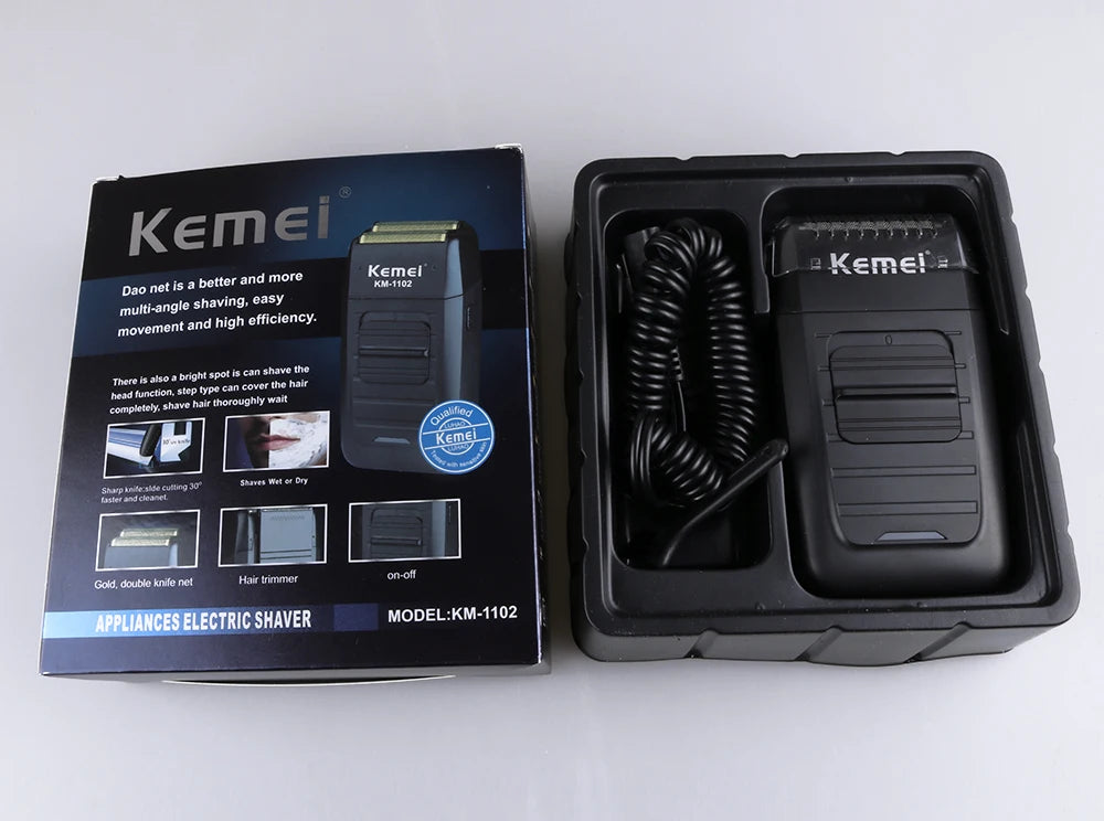 Kemei Rechargeable Cordless Shaver for Men Twin Blade Reciprocating Beard Razor Face Care Multifunction Strong Trimmer KM-1102