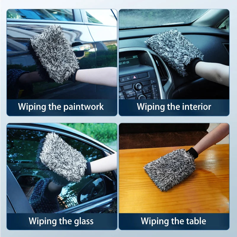 SEAMETAL Microfiber Car Wash Brush & Cleaning Gloves