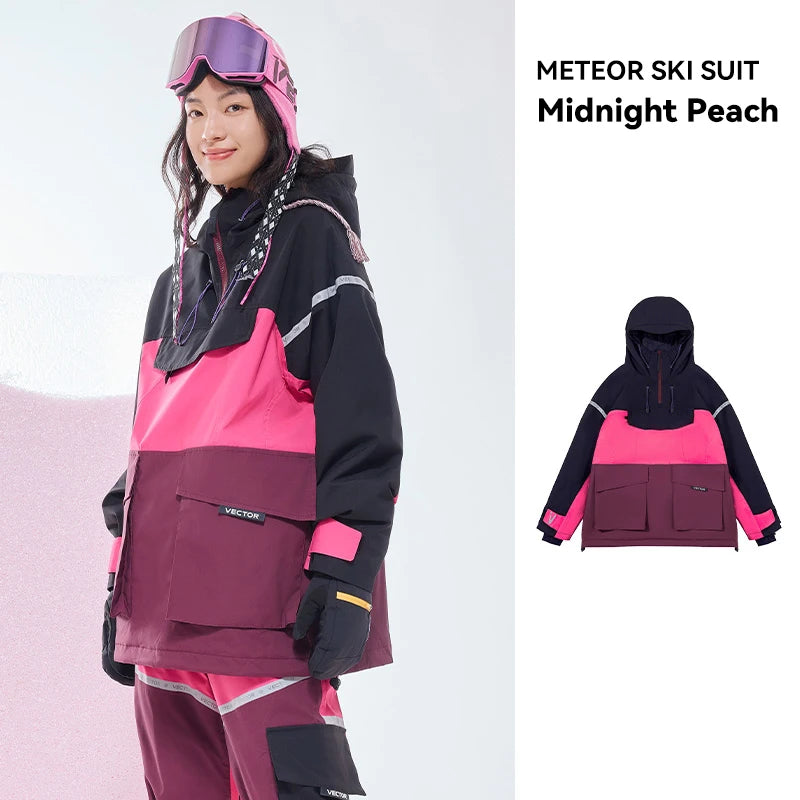 VECTOR Ski Wear Women Man Hooded Sweater Reflective Trend Ski Wear Thickened Warmth and Waterproof Ski Equipment Ski Suit Women