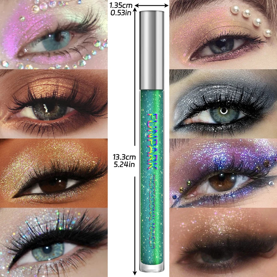 Colorful Liquid Eyeshadow & Glitter Eyeliner – Long-Lasting Shimmer