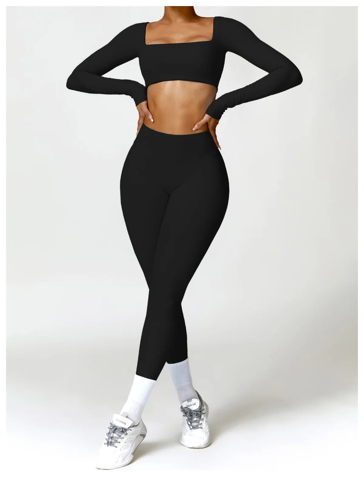Women's 2PCS Quick-Dry Yoga Set – Long Sleeve Sports Shirt & Leggings