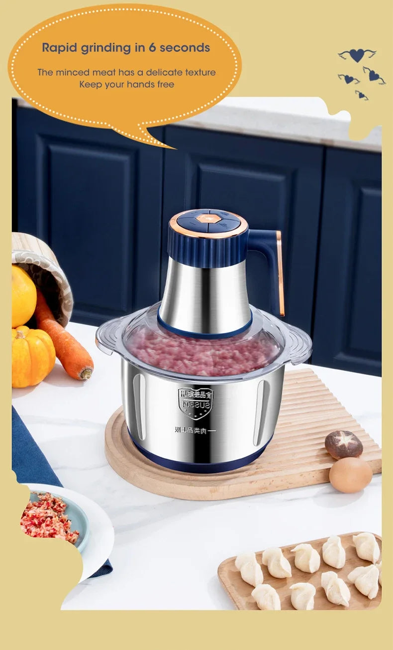 5L Electric Meat Grinder & Food Chopper – Stainless Steel Multifunctional Kitchen Processor