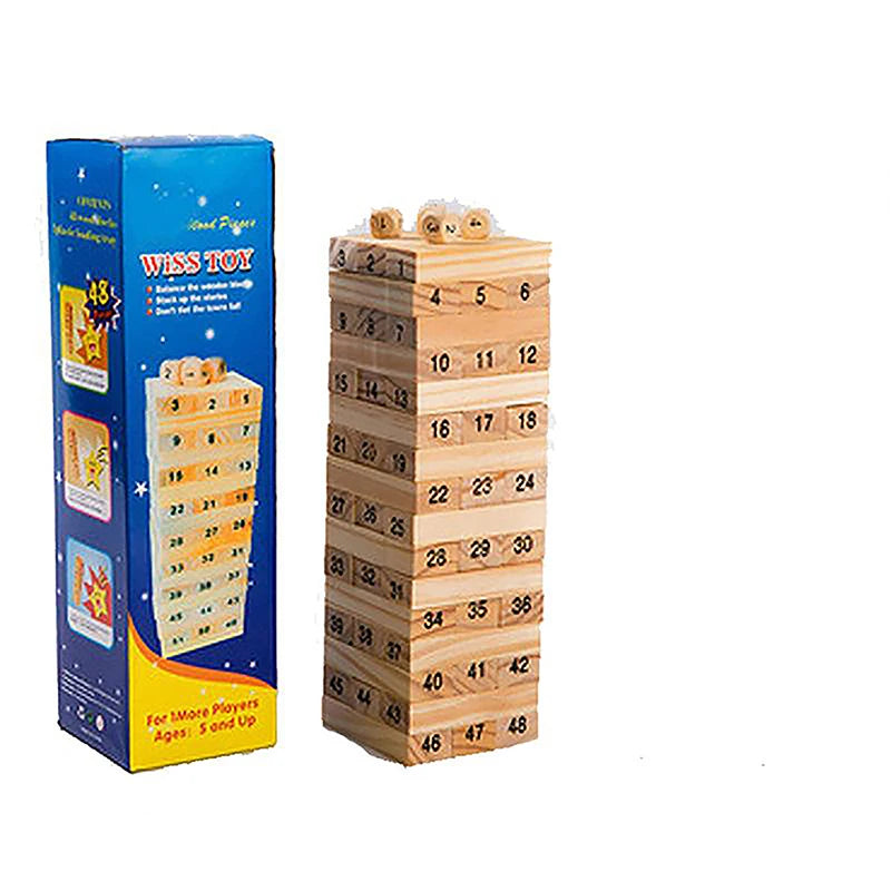 Solid Wood Stacking Tower Game – Interactive Family Puzzle Toy