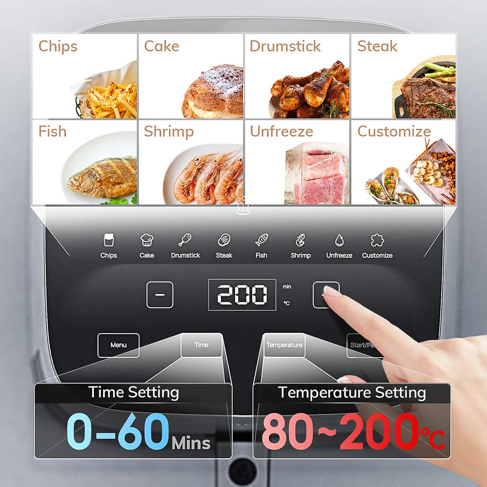 MIUI 5L Air Fryer, Touch Control & Visible Window