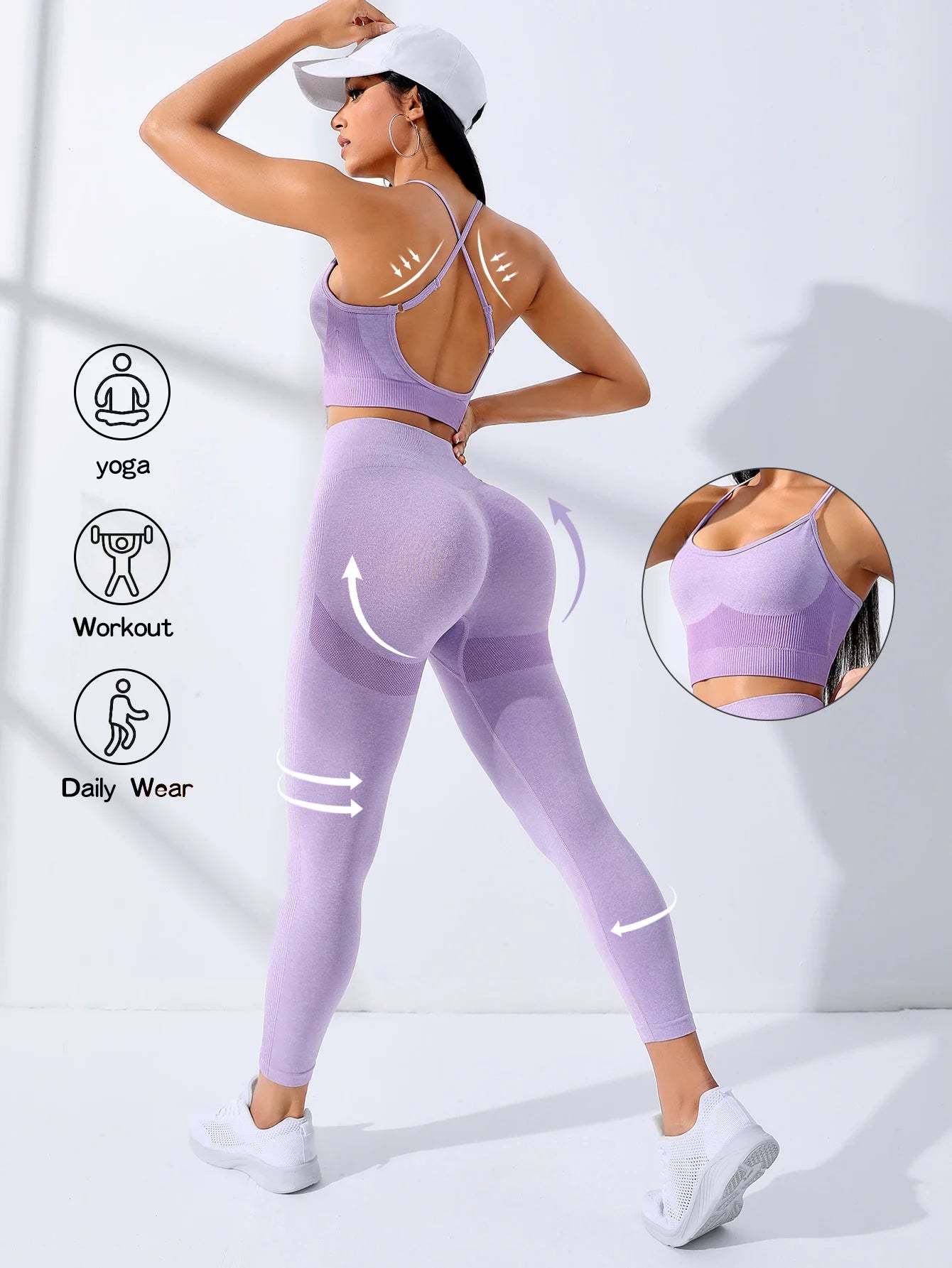 Women's Seamless Yoga Set – Stretch Sports Bra & Leggings