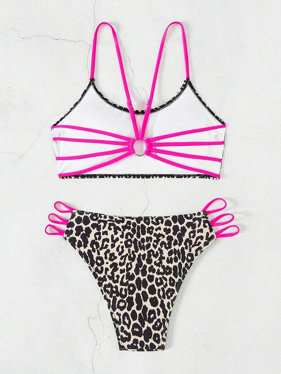 Sexy Leopard Micro Bikini 2025 – High Waist Brazilian Bandeau Set
