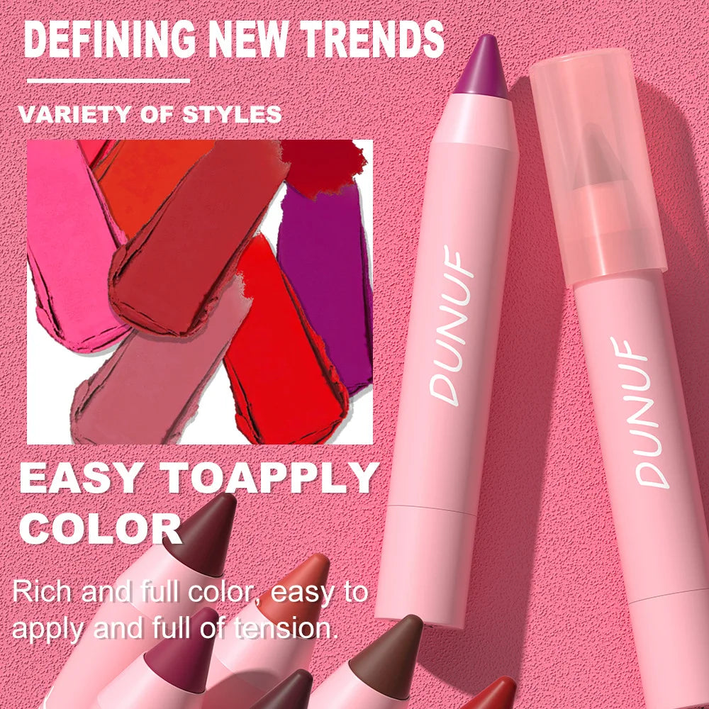18-Colors Lipstick Pencil - Waterproof Sexy Red Matte Lip Contour Tint