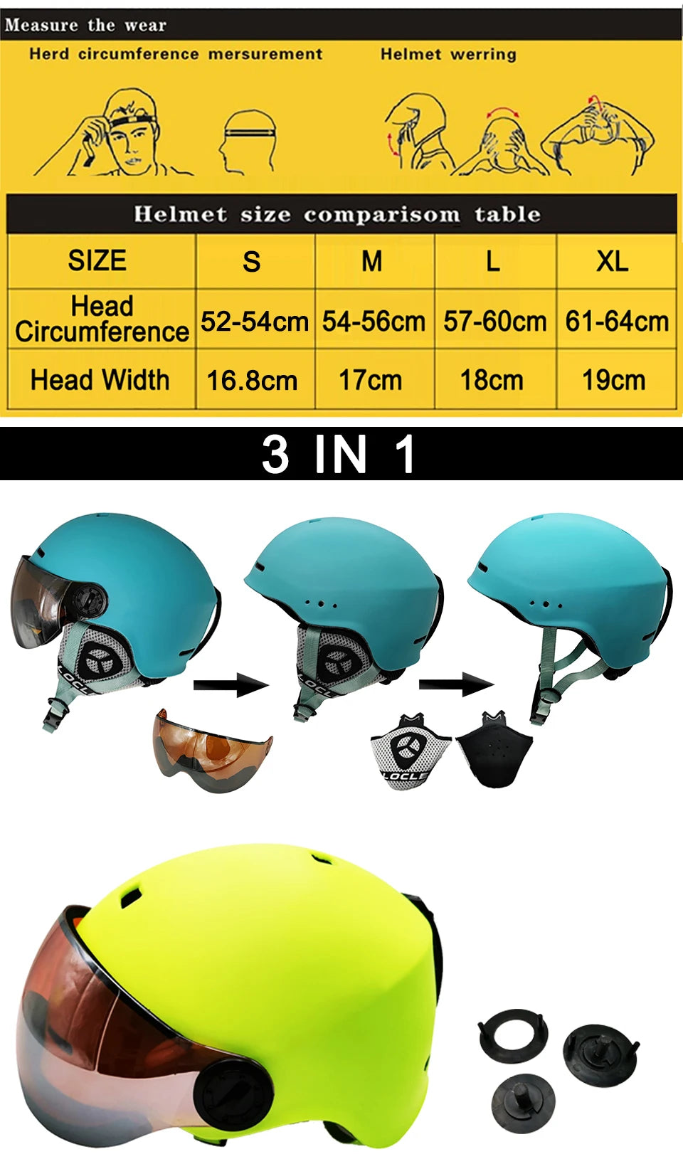 LOCLE Ultralight Ski & Snow Helmet with Visor