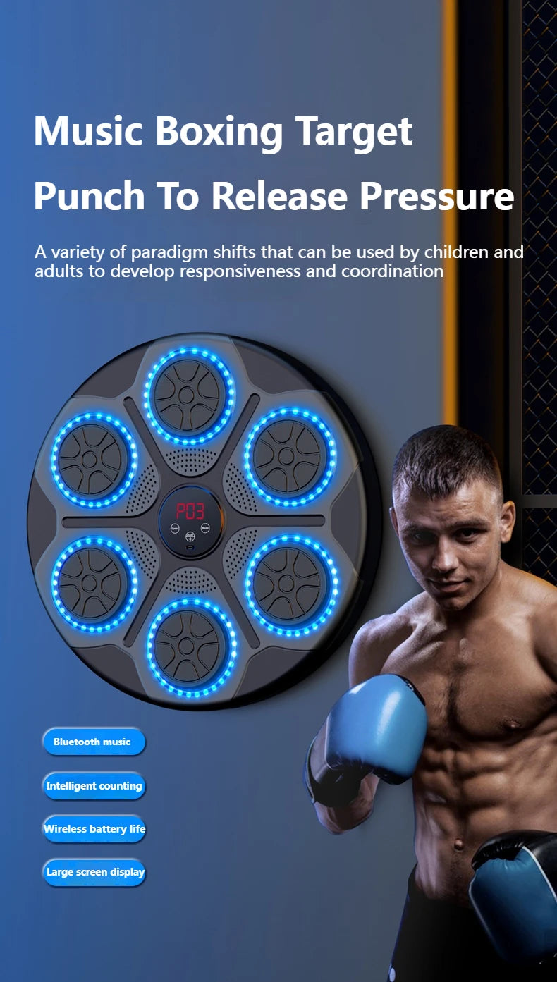 New Music Boxing Machine Smart Bluetooth Wall Mounted Music Boxing Trainer Gym Home Electronic Boxing Target Punching Equipment