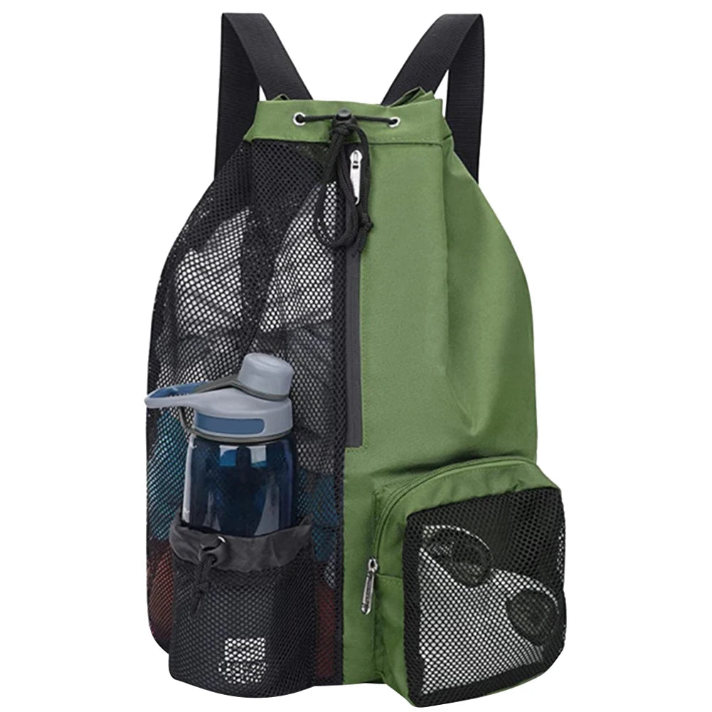 Swim Mesh Drawstring Backpack with Wet Pocket