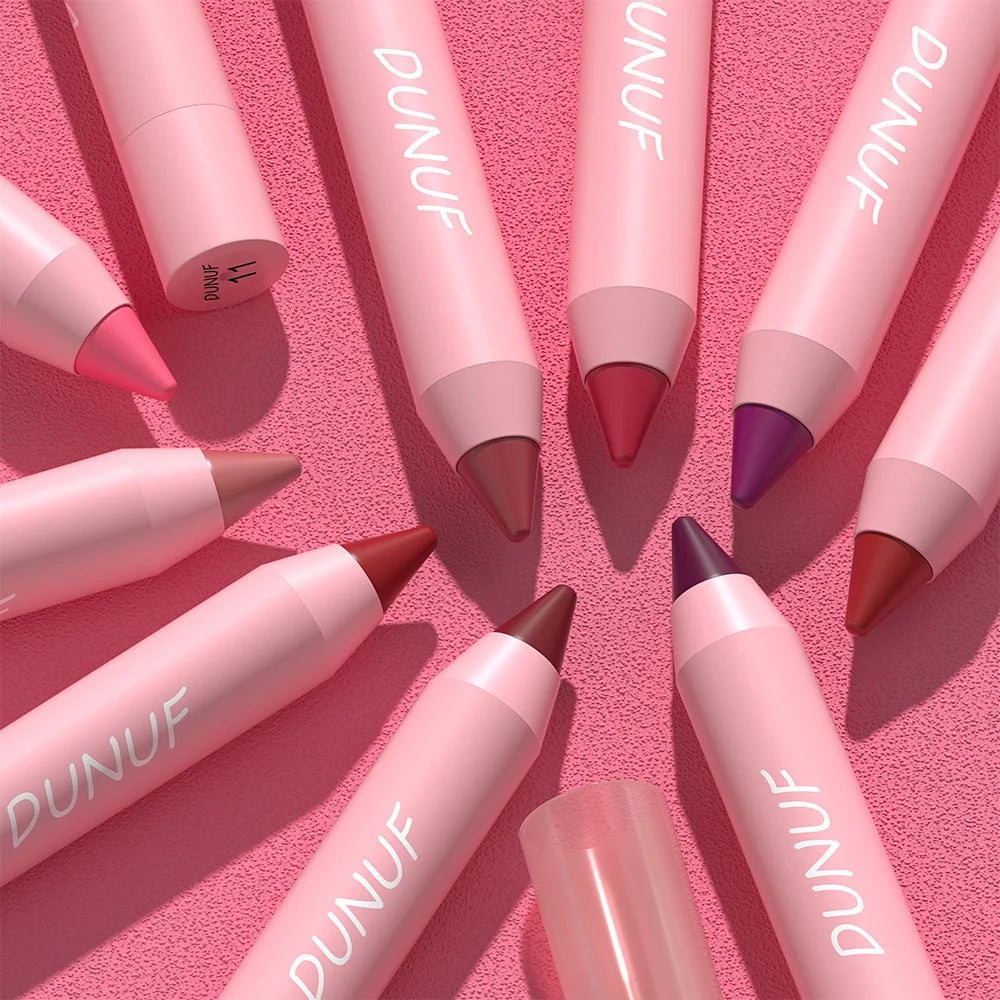 18-Colors Lipstick Pencil - Waterproof Sexy Red Matte Lip Contour Tint