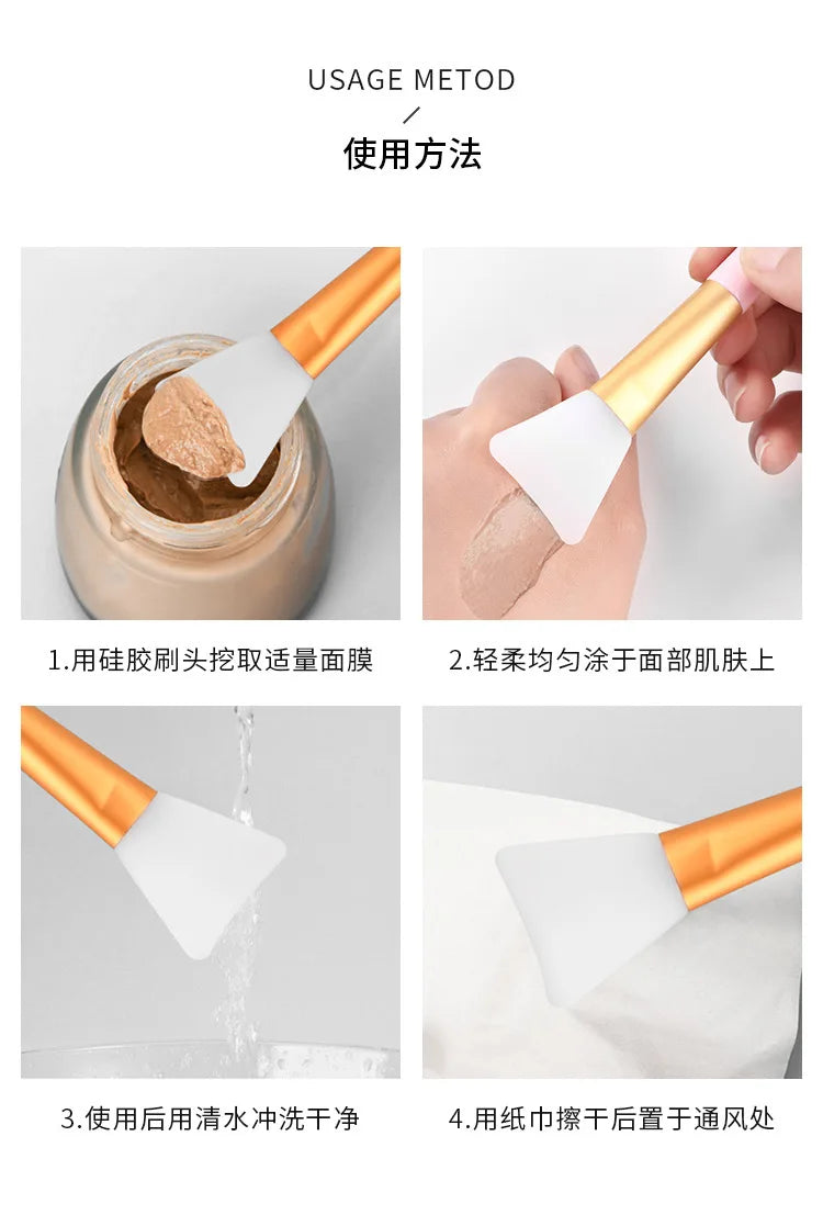 Silicone Facial Mask Brush Face Skin Care Tool Soft-headed DIY Mud Film Adjusting Brush Inclined Tail Apply Face Beauty Tools