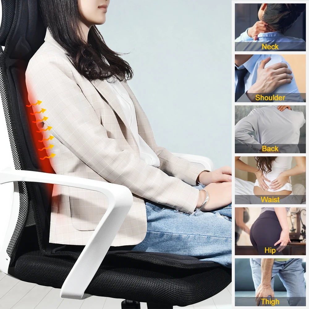 Electric Infrared Back Massager Chair Cushion – Full-Body Relief