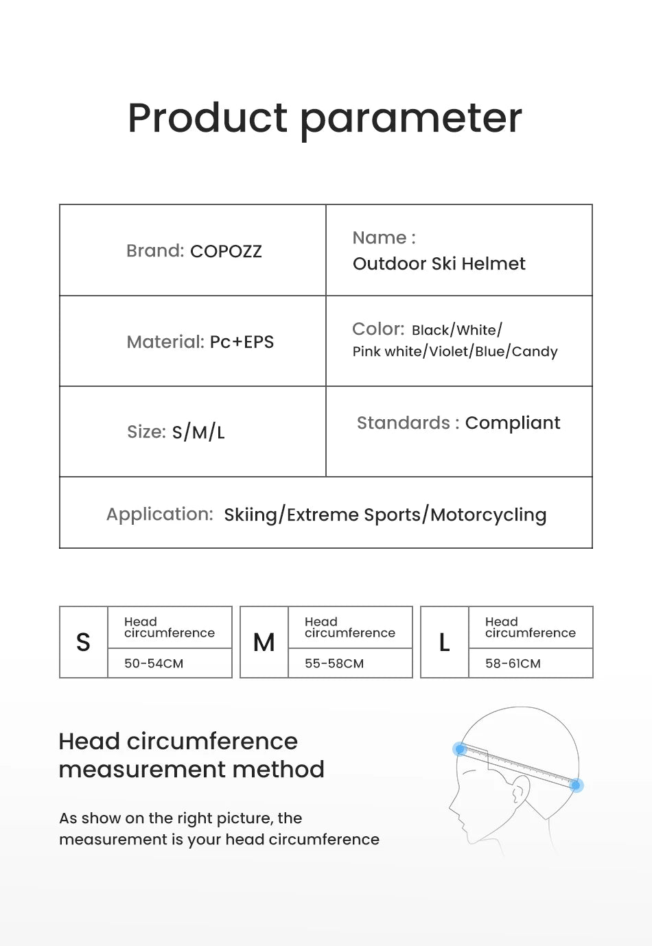 COPOZZ Ski Helmet – Half-Covered Safety Helmet