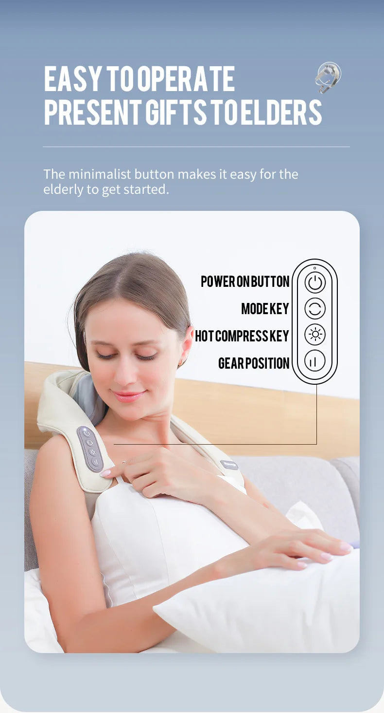 Foreverlily Wireless Neck & Back Massager – Kneading Massage Shawl