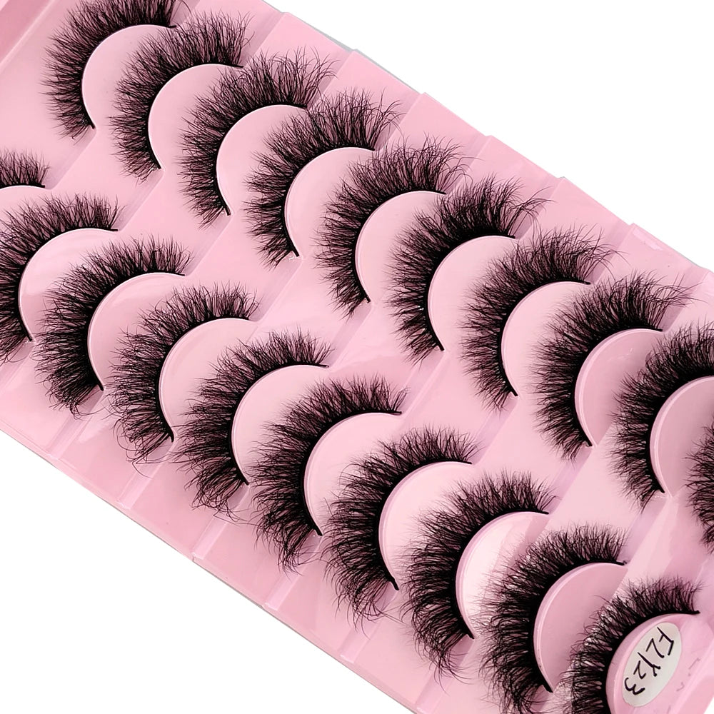 10 Pairs Faux Mink 3D Curly Eyelashes – Handmade Natural Look