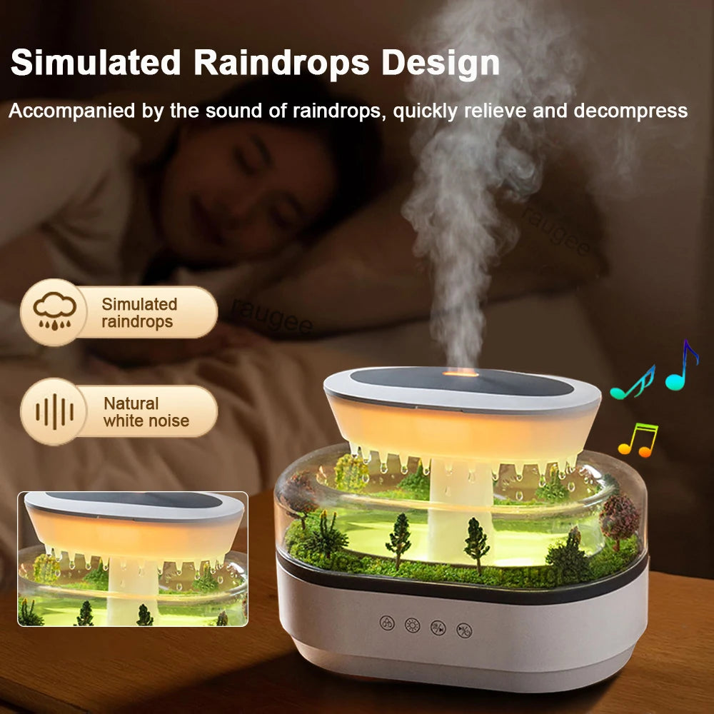 Raindrop Aroma Humidifier with Colorful Light & White Noise