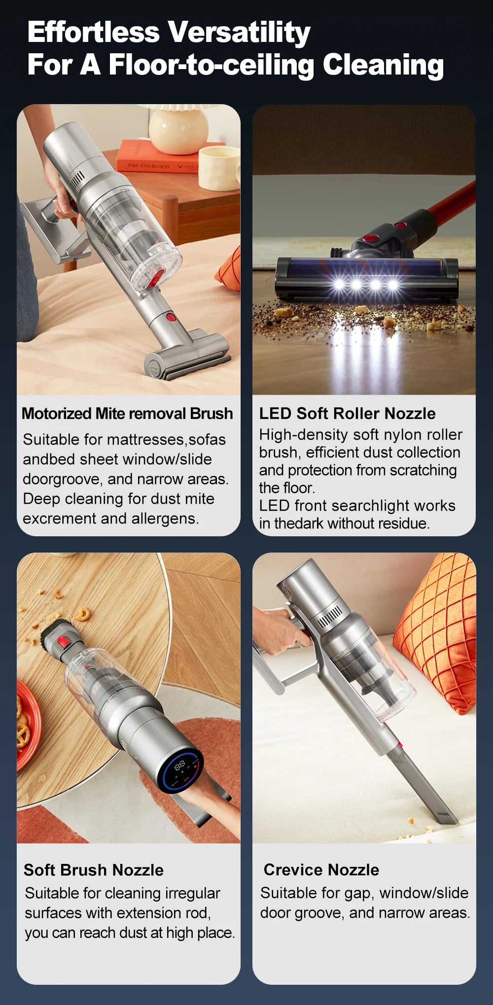 ABIR VC205 SmartForce™ Cordless Vacuum – 27000PA with Touch Display