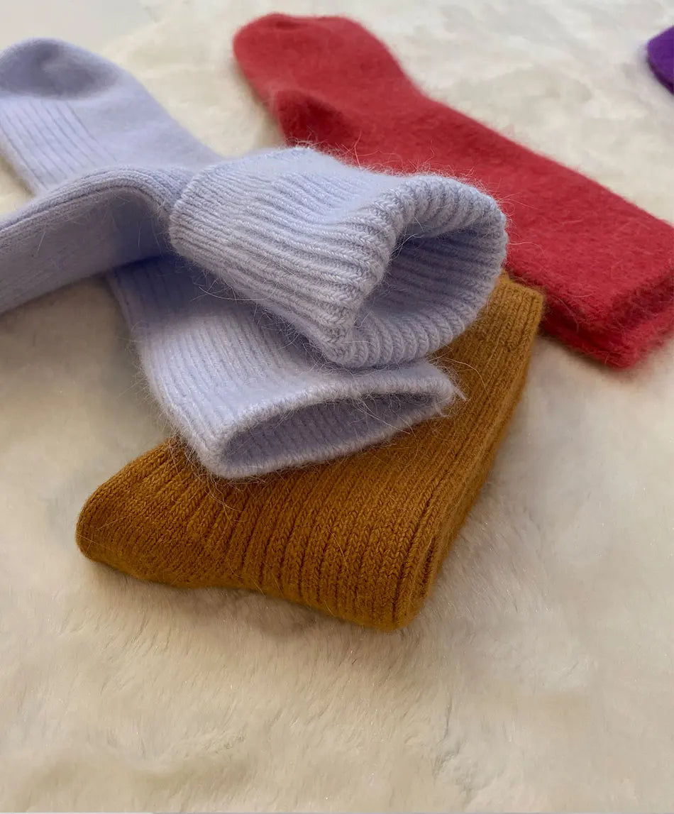 Wool Socks women's female Winter Warm Women Socks Super Thicker Solid Sheep Wool Against Cold Snow Thermal Socks Soft  1 Pairs