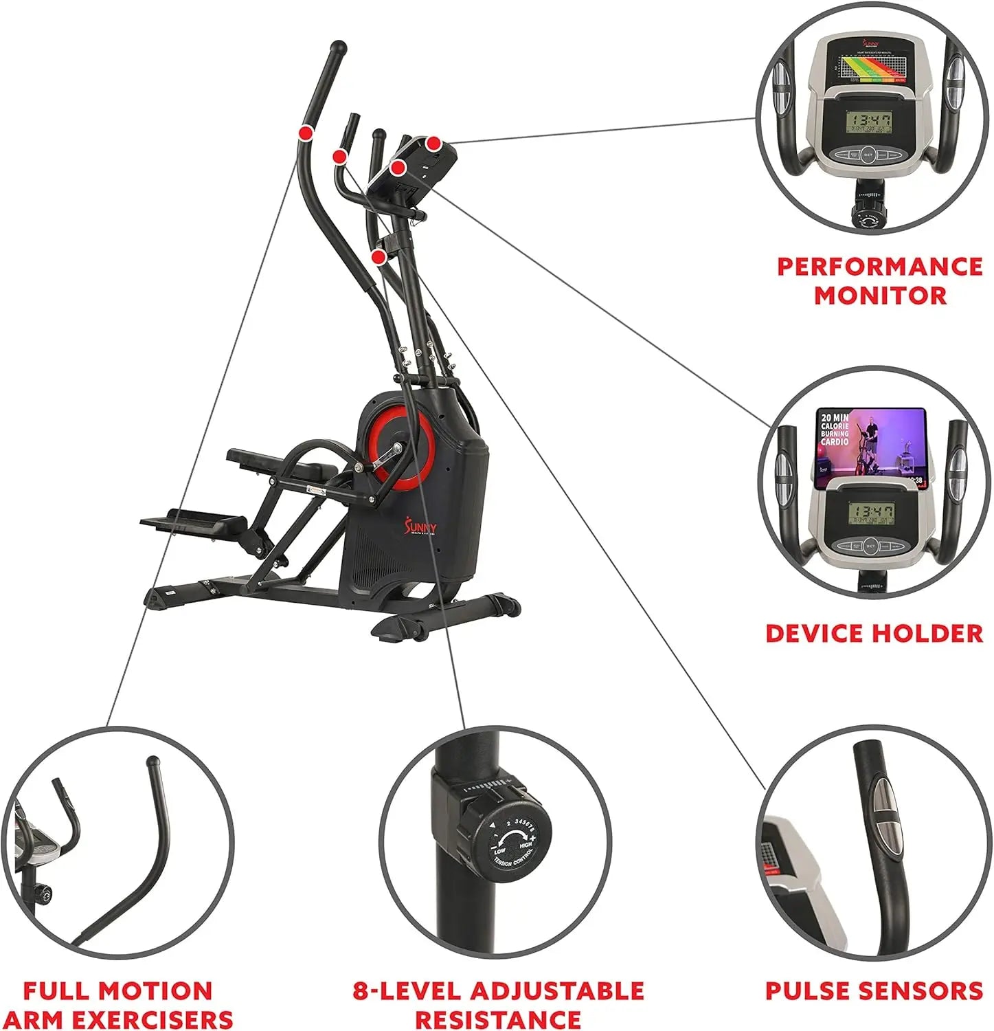 Home Elliptical Trainer with 8-Level Magnetic Resistance and Performance Monitor