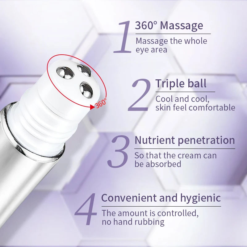 O'CHEAL Anti Wrinkle Anti Dark Circle Eye Cream Roller Massager Moisturizing Eye Bags Anti Aging Hyaluronic Acid Eye Skin Care