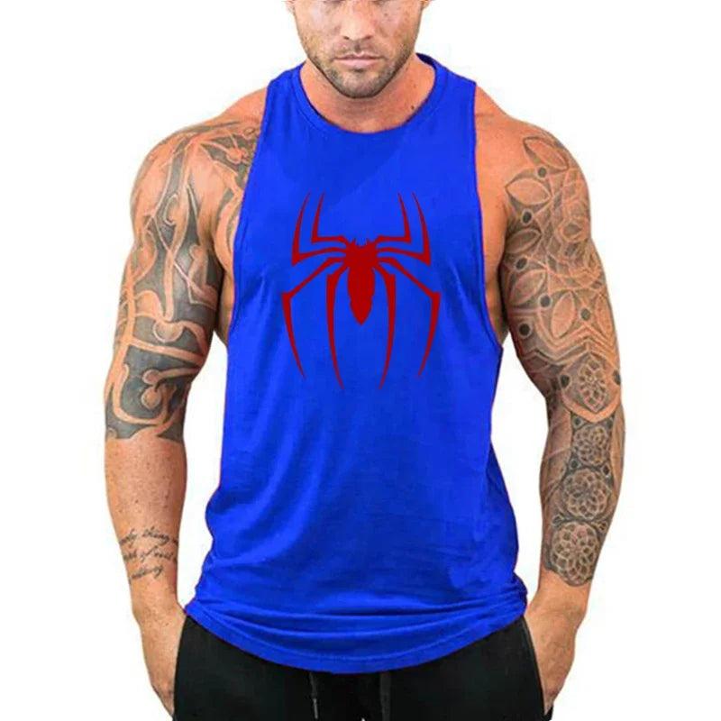 Men's Red Spider Printed Gym Tank Top