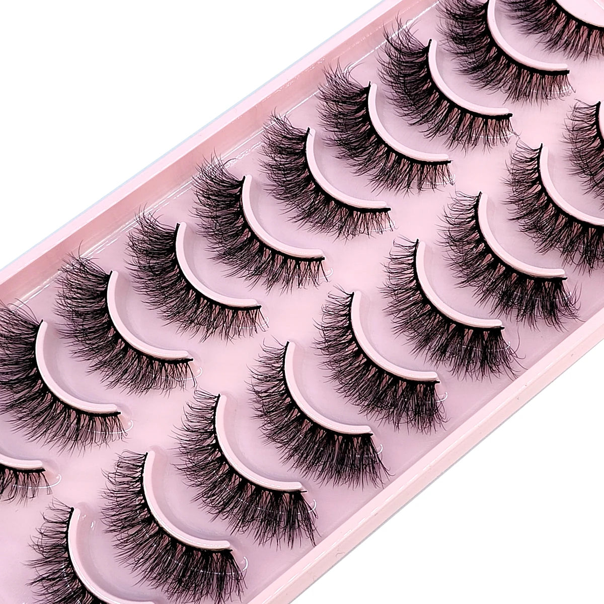 10 Pairs Faux Mink 3D Curly Eyelashes – Handmade Natural Look