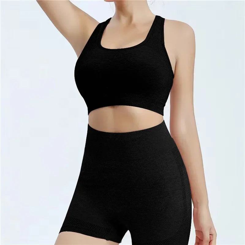 Women's Seamless Yoga Set – Gym Shorts, Sports Bra & Leggings