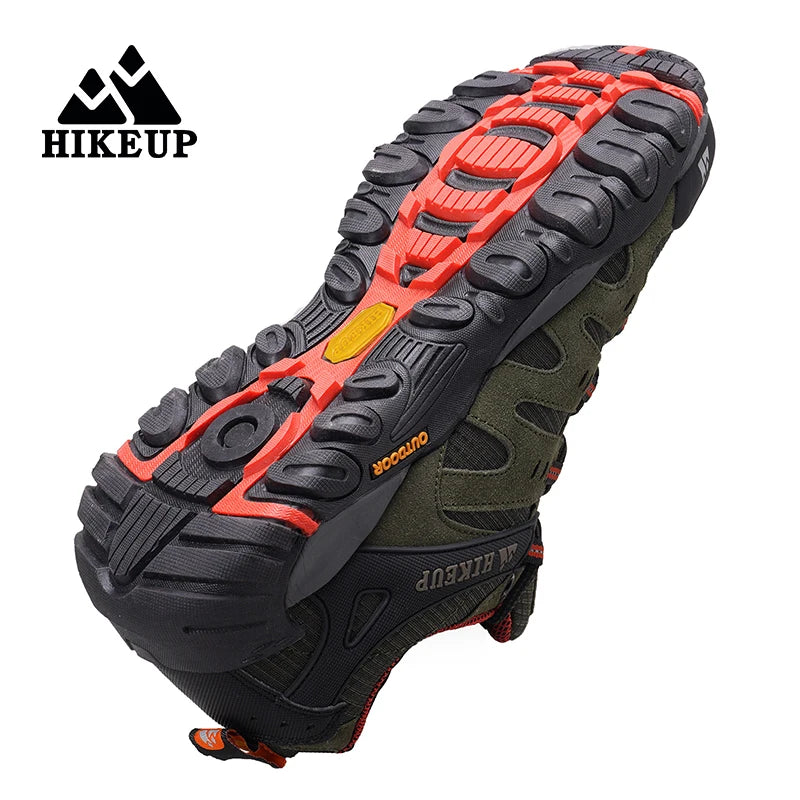 HIKEUP Men’s Suede Leather Hiking Shoes – Outdoor Trekking Sneakers