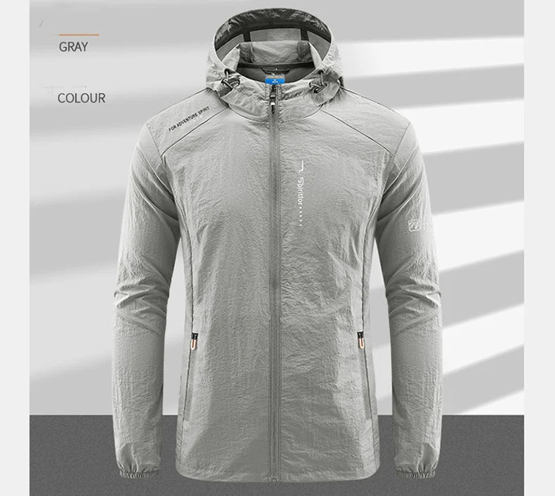 Summer Outdoor Quick Dry Sun-Protective Thin Jacket Men Hiking Fishing Cycling Hooded Gym Sport Windbreaker Ultra Light Coats