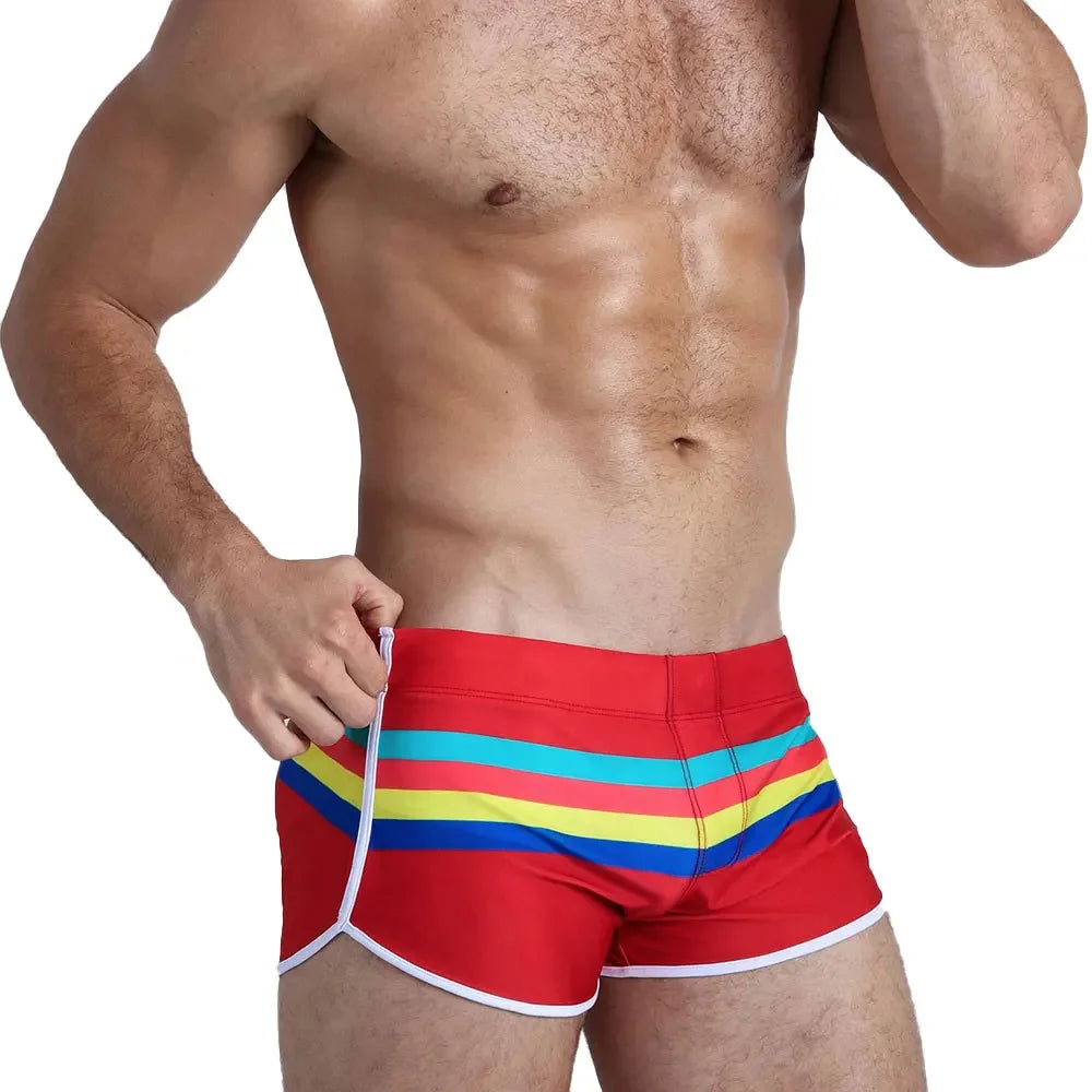 Men's Quick-Dry Swim Trunks – Striped Surf & Beach Shorts