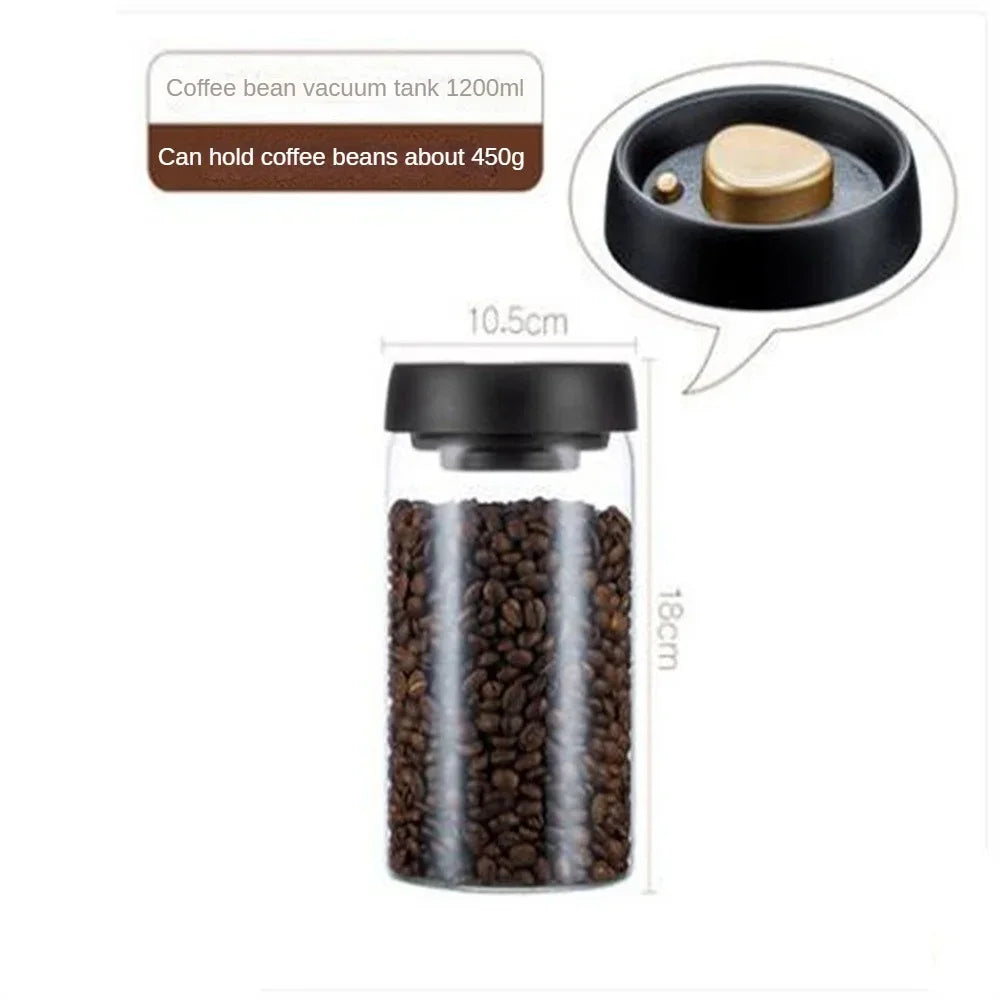 Coffee Beans Vacuum Sealed Glass Storage Jar