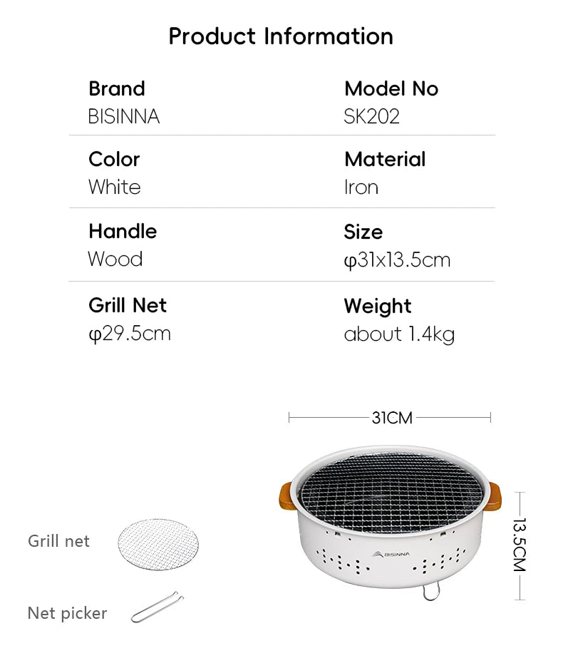 BISINNA Outdoor Fire Pit – Multi-Functional BBQ Grill for Camping & Bonfires