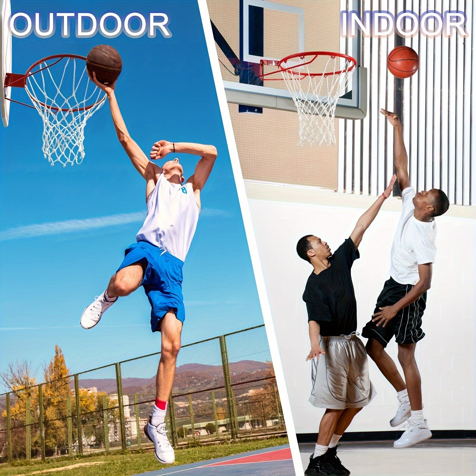 1/2PCS Basketball Hoop Net – Heavy-Duty, 12 Loops, Outdoor Replacement Net